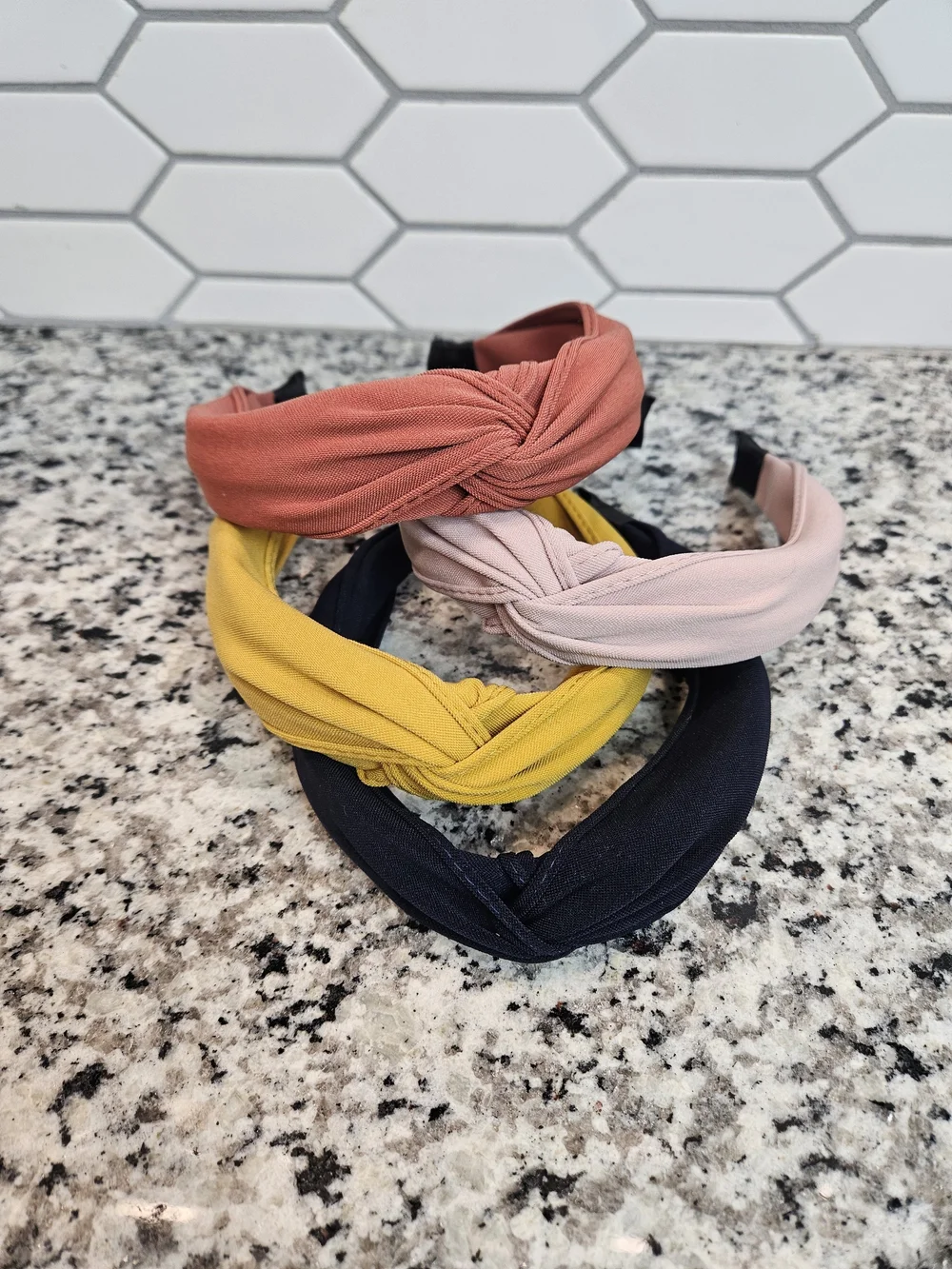 Knotted Fabric Headband Set - Navy, Mustard, Blush, Terracotta